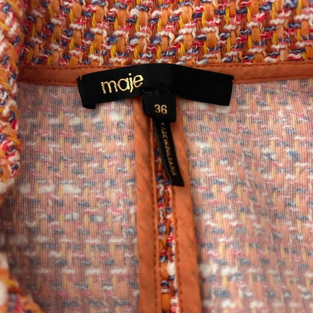 Maje Orange Mini Dress with Textured Design - Picture 2 of 2